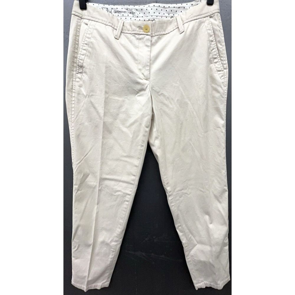 Talbots Girlfriend Chino Pants 2 Beige Tapered Mid Rise Stretch Pockets Casual
